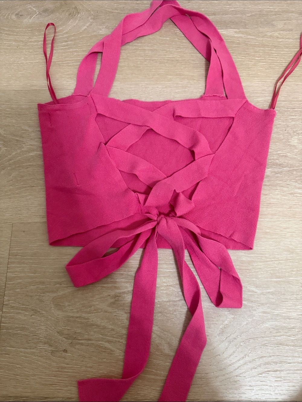 Hot Pink Cropped Tank Top - Picture 2 of 2